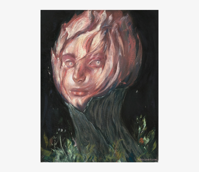 Pastel Painting Of A Girl In Flames - Painting, transparent png download