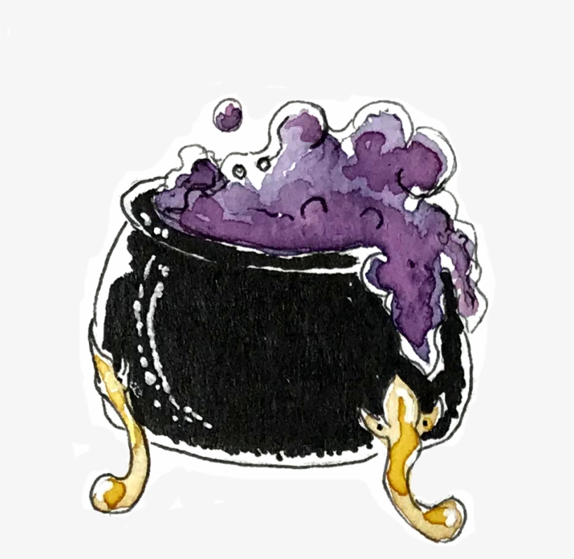 Just A Lil Watercolor Inked Cauldron - Watercolor Painting, transparent png download