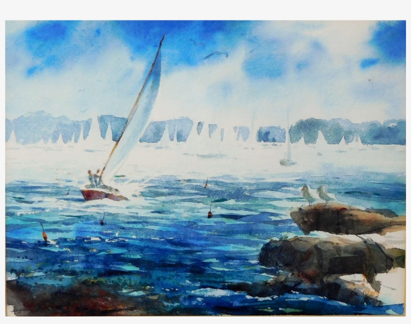 Marblehead Massachusetts Watercolor Painting, Maritime, transparent png download