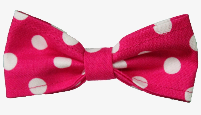 Hot Pink Bow Tie W - Pink Bow With White Polka Dots, transparent png download
