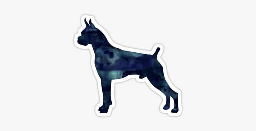 Boxer Dog Black Watercolor Silhouette - Dog, transparent png download