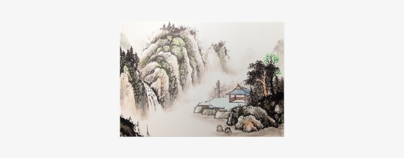 Chinese Landscape Watercolor Painting Poster • Pixers® - Watercolor Painting, transparent png download