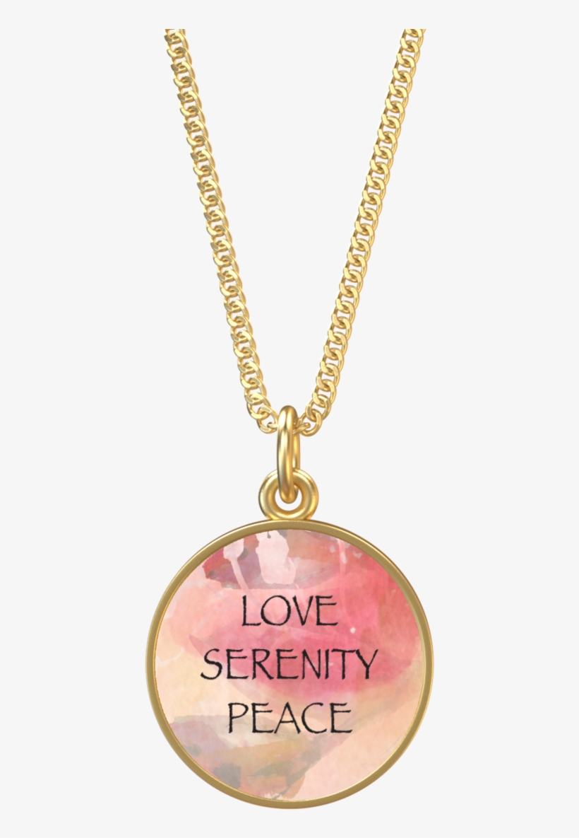 Love Serenity Peace Round Gold Neclkace - Pendant, transparent png download