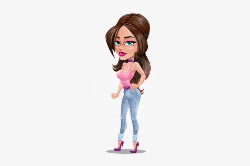 Alessia As Miss Sexy Jeans - Cartoon Lady In Jeans Png, transparent png download