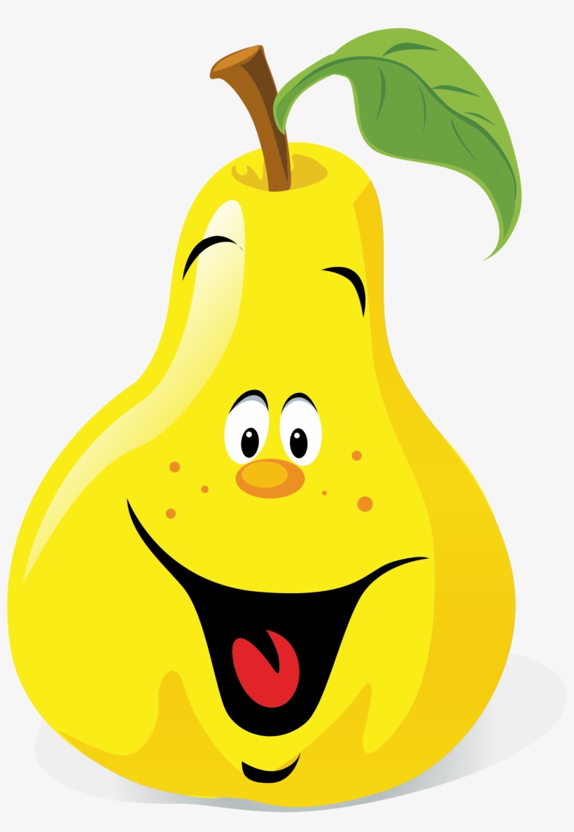 Anthropomorphic Happy Pear Banner Black And White - Fruit With Faces Clip Art, transparent png download