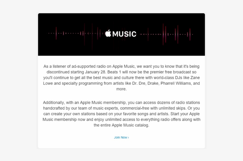 Ad-supported Apple Music Goodbye Letter - Advertising, transparent png download