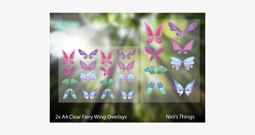 Nini's Things Clear Overlays 2x A4 Sheets Fairy Wings - Fairy, transparent png download