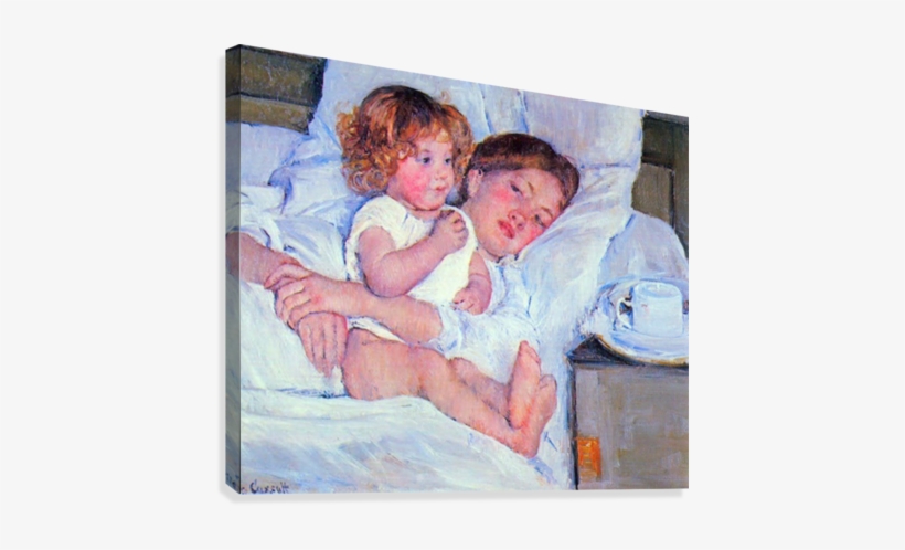 Breakfast In Bed By Cassatt Canvas Print - Wall Decal: Mother And Baby, 81x61in., transparent png download