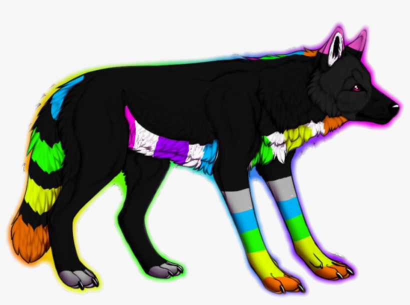 Neon Rainbow Wolf Adoptable Sold By Crystalcalluna-d7050p2 - Cat Grabs Treat, transparent png download