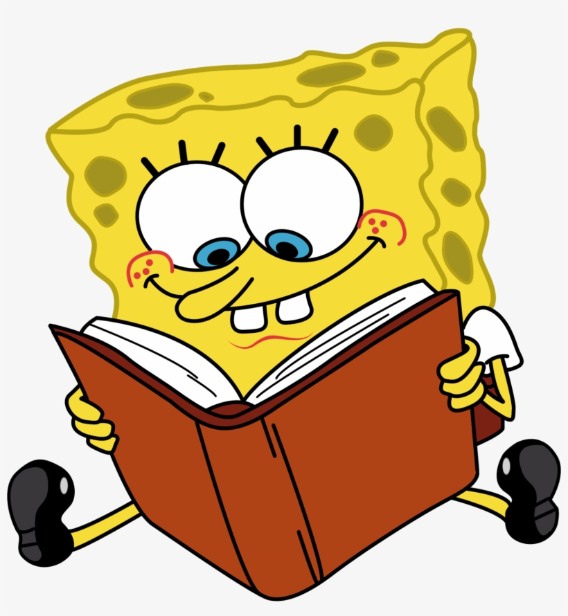 Cartoon Characters Spongebob Reading Book Png - Cartoon Png, transparent png download
