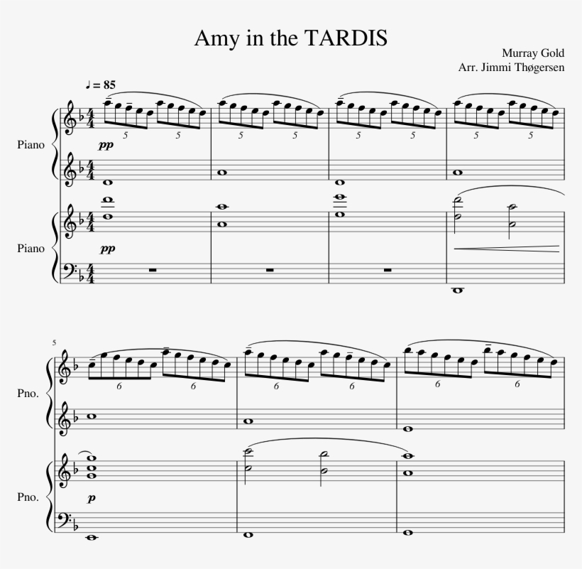 Amy In The Tardis Sheet Music Composed By Murray Gold - Sheet Music, transparent png download