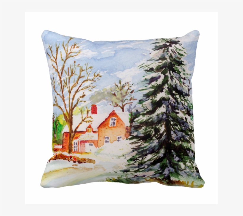 “home For Christmas” Snowy Winter Scene Watercolor - Home For Christmas, transparent png download