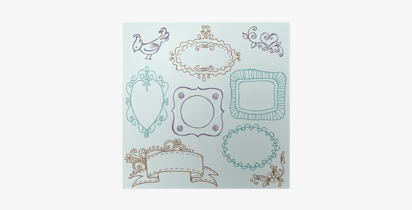 Sweet Doodle Frames With Birds And Flower Elements - Vector Graphics, transparent png download