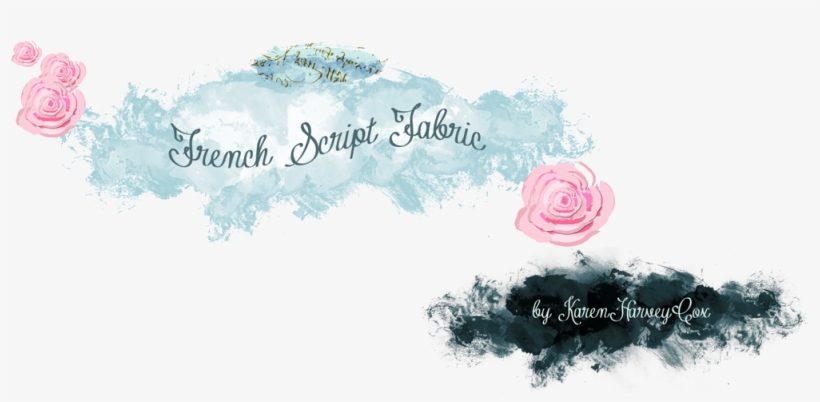 French Script Fabrics - Free Shabby Chic Watercolor Jpg, transparent png download
