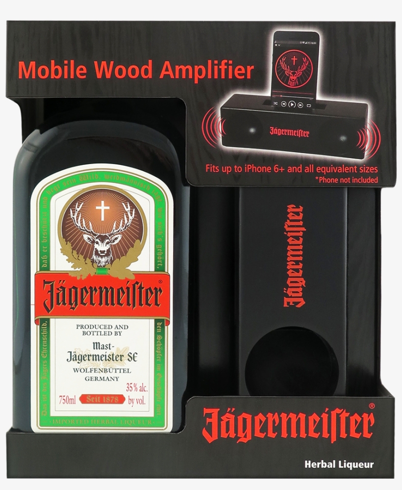 Jagermeister Herbal Liqueur, 750 Ml With Wood Amplifier - Jagermeister Liqueur - 1 L Bottle, transparent png download