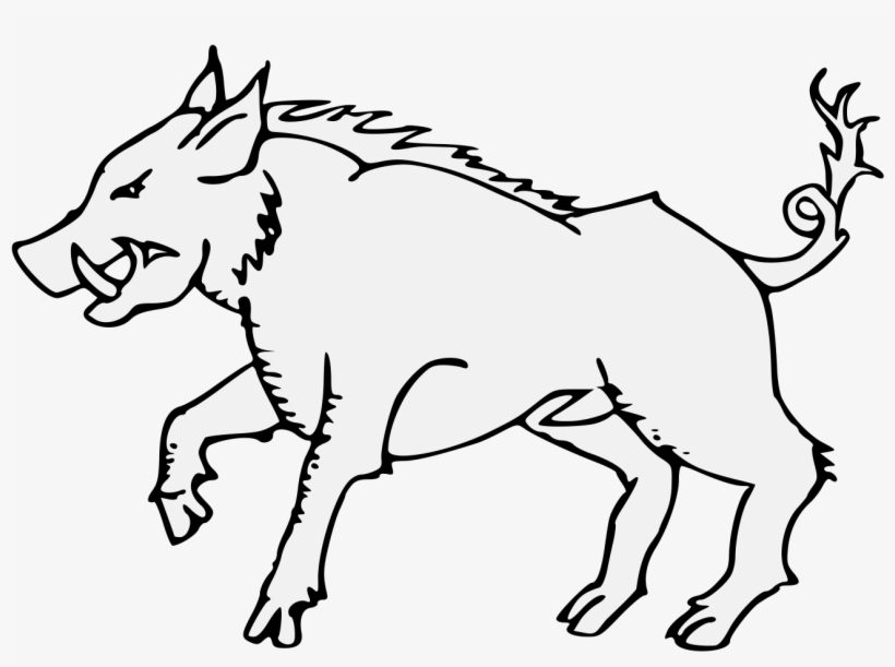 Boar Passant - Line Art, transparent png download
