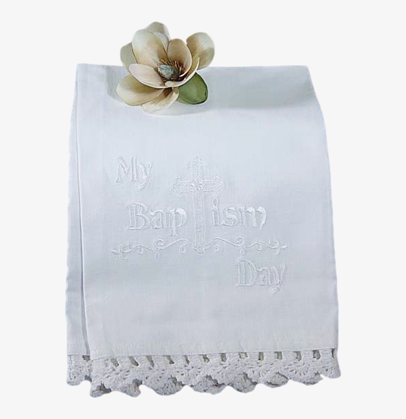 Baptism Towel Embroidered White Cotton With Cluny Lace - Little Things Mean A Lot My Baptism Day Towel, transparent png download
