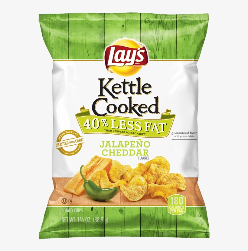 Lay's® Kettle Cooked 40% Less Fat Jalapeño Cheddar - Lay's Kettle Cooked 40 Less Fat, transparent png download