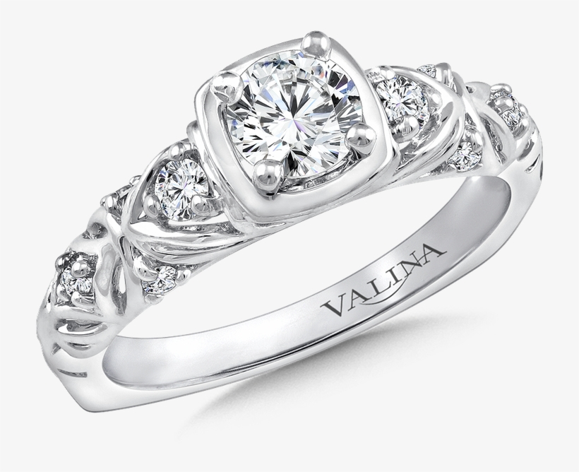 Valina Diamond Engagement Ring Mounting In 14k White - Channel Set Round Diamond Engagement Ring - .98 Carat, transparent png download