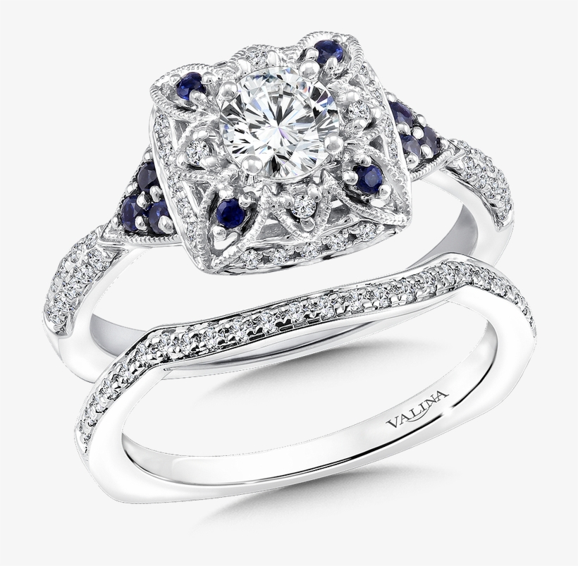 Valina Diamond And Blue Sapphire Engagement Ring Mounting - Valina Engagement Ring Mounting | Size: 6.50, transparent png download