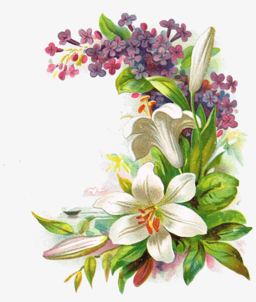 Printable Greeting Tags With Antique Floral Images - Flower Png Layers, transparent png download