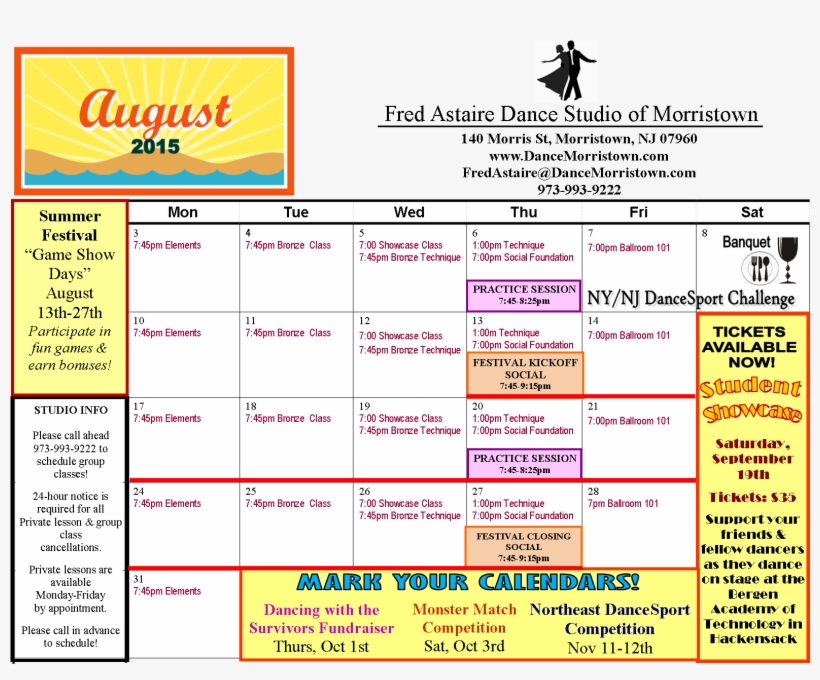 Click Here To Check Out Our Studio Schedule And Mark - August Holidays, transparent png download