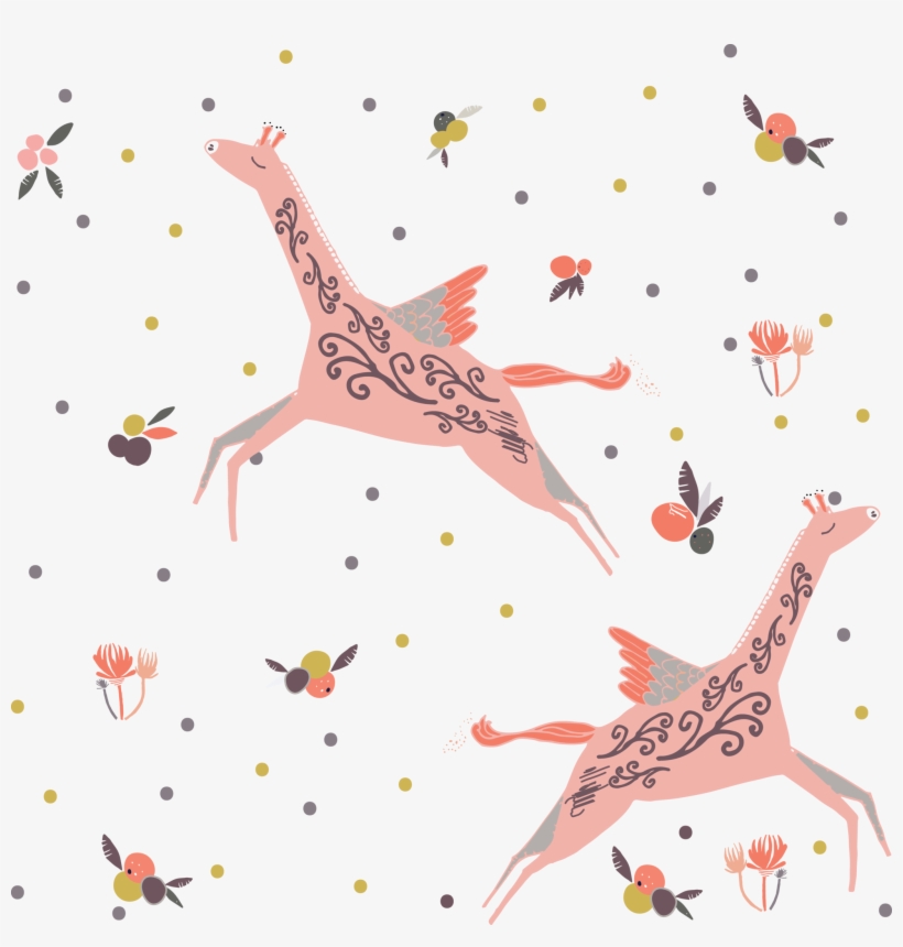 Flying Giraffe Fabric - Textile, transparent png download