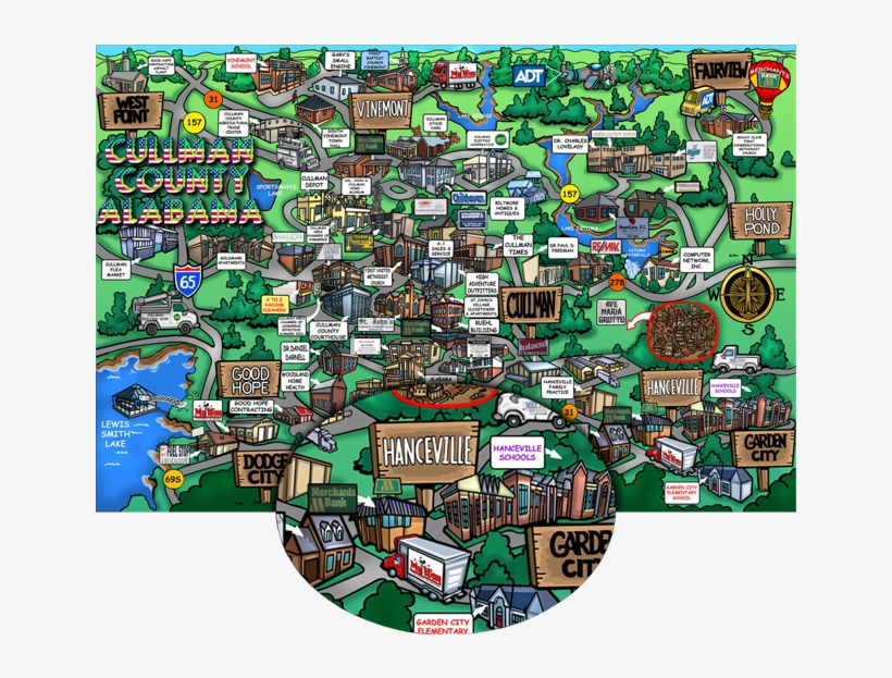 A Merchant Area Map Of Cullman County Alabama Created - Cartoon Map Of Cullman Alabama, transparent png download