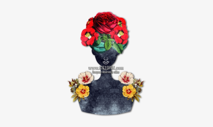 Floral Vintage Girl Heat Transfer Vinyl - Black Woman Art Flowers, transparent png download