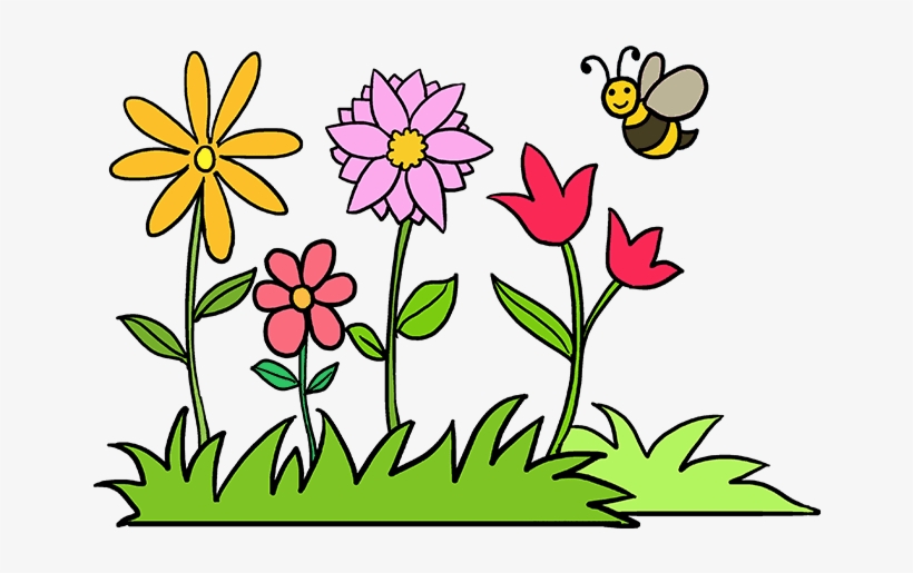 How To Draw Flower Garden - Drawing, transparent png download
