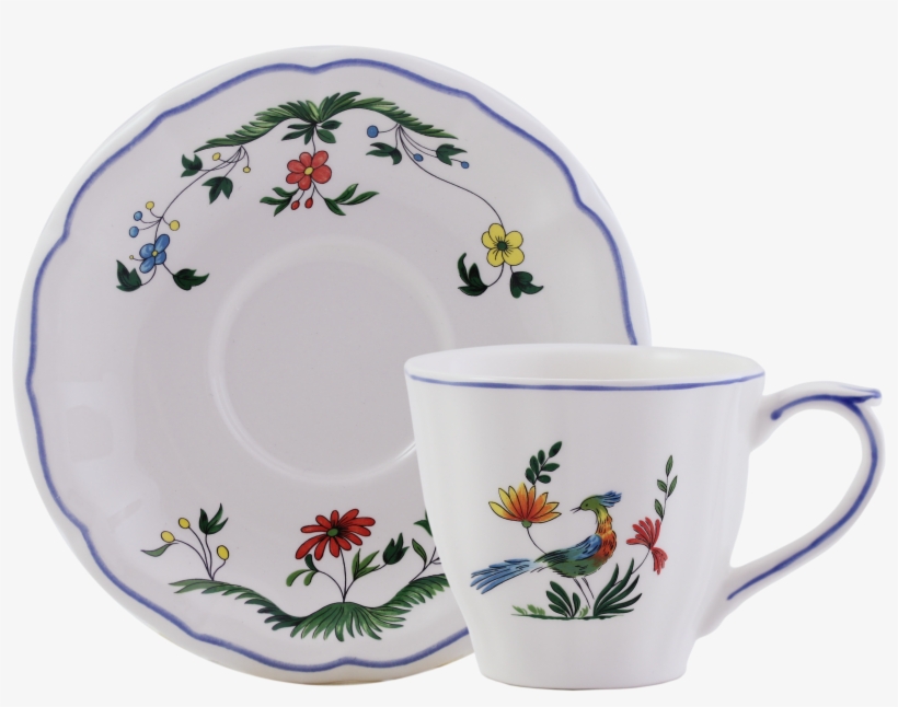 2 Us Tea Cups & Scrs - Gien Oiseaux De Paradis Tea Cups Saucers Set Of 2, transparent png download