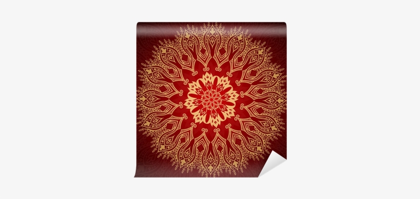 Burgundy Pattern With Gold Lace Ornament Wall Mural - Burgundy Pattern, transparent png download