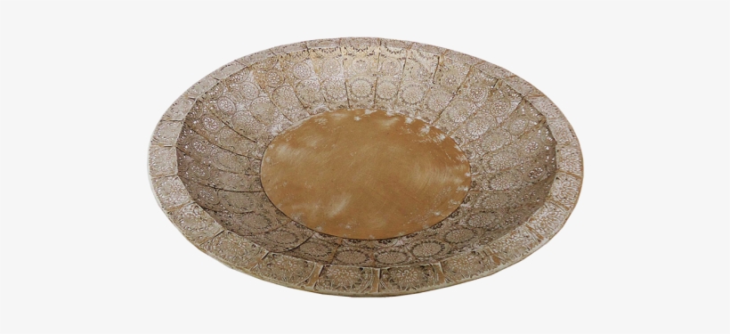 Bowl Wht Gold Discus Metal Lace 42cm - Plate, transparent png download