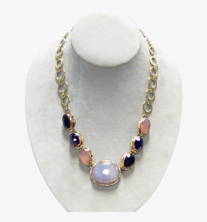 Stainless Gold White Metal Blue Lace Agate, Amethyst - Agate, transparent png download