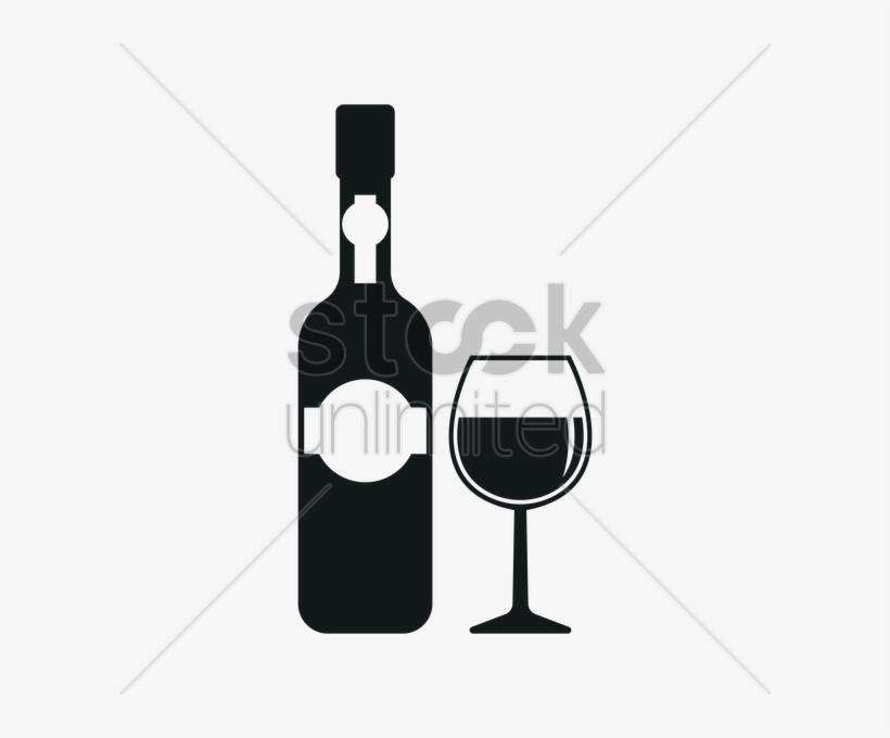 Wine Bottle And Cup Silhouette Vector Graphic - Wine Bottle Silhouette, transparent png download