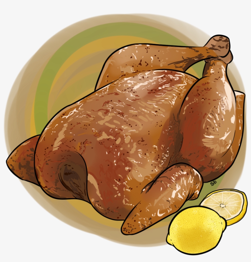 Rotisserie Chicken By Eveeoni - Chicken Meat Drawing Png, transparent png download