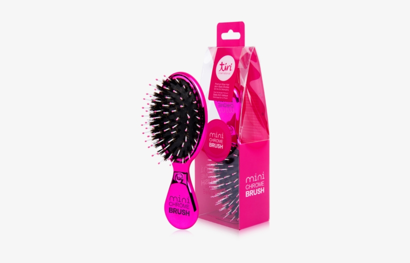 Mini Chrome Boar Bristle No-frizz Paddle Brush - Pink Brushes & Combs By Tiri - Pink Chrome No-frizz, transparent png download