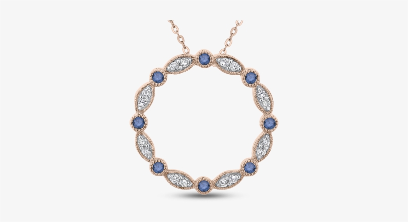 10k Pink Gold Blue And White Diamond Circle Pendant - La Preciosa Sterling Silver Two-tone Diamond-cut Ovals, transparent png download