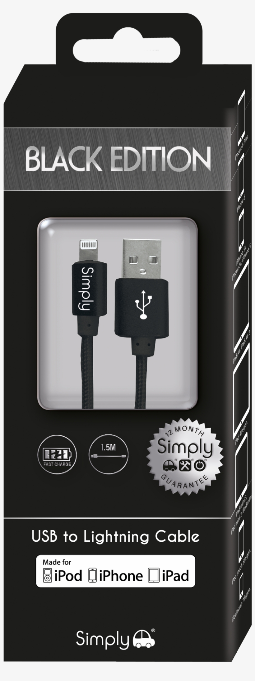 Black Braided Mfi Lightning Cable - Mfi Program, transparent png download