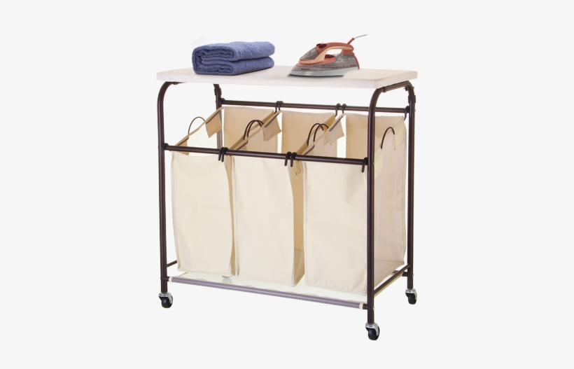 Seville Classics Mobile 3 Bag Heavy Duty Laundry Hamper - Ollieroo Rolling Laundry Sorter Cart Heavy Duty 3 Bags, transparent png download