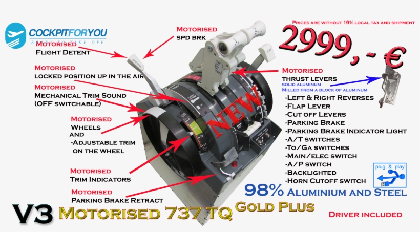 Qt B737 V3 Motorised Cockpit For You Goldplus S - Machine, transparent png download