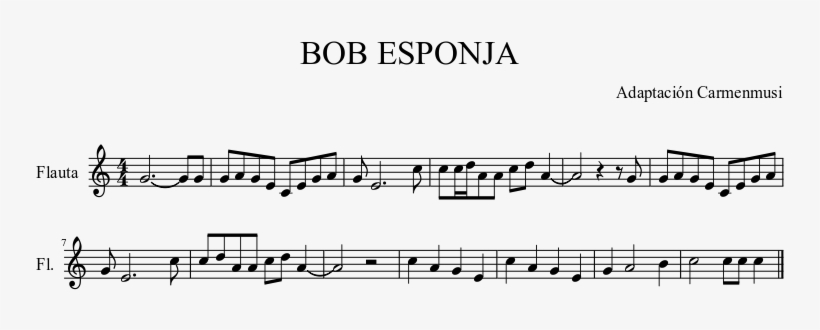 Bob Esponja Sheet Music Composed By Adaptación Carmenmusi - Music, transparent png download
