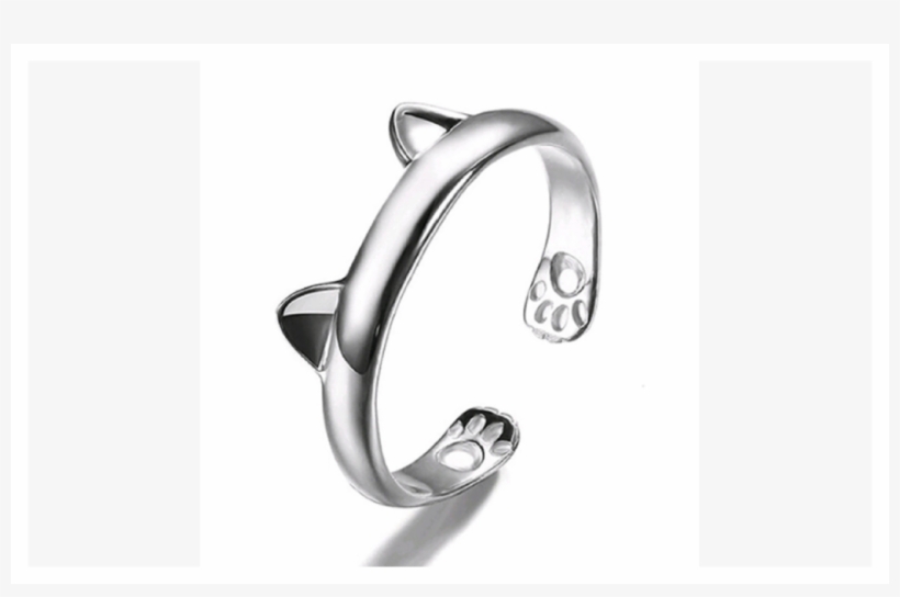 Silver Plated Cute Cat Ear Claw Open Ring For Women - Cat Men Wedding Band, transparent png download
