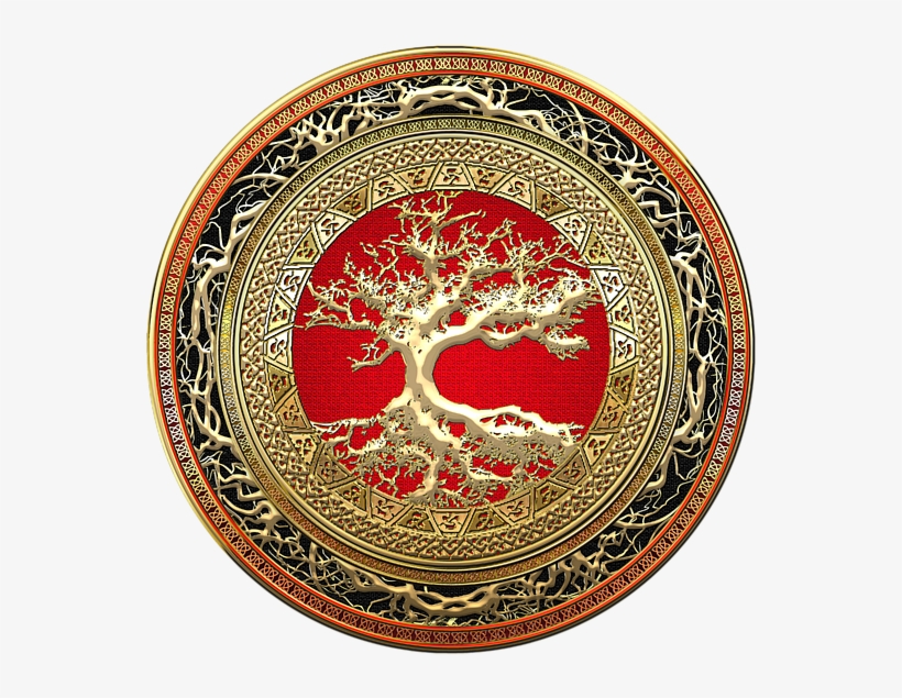 Bleed Area May Not Be Visible - Celtic Gold/red Tree Of Life Glass Cabochon Tibet Silver, transparent png download