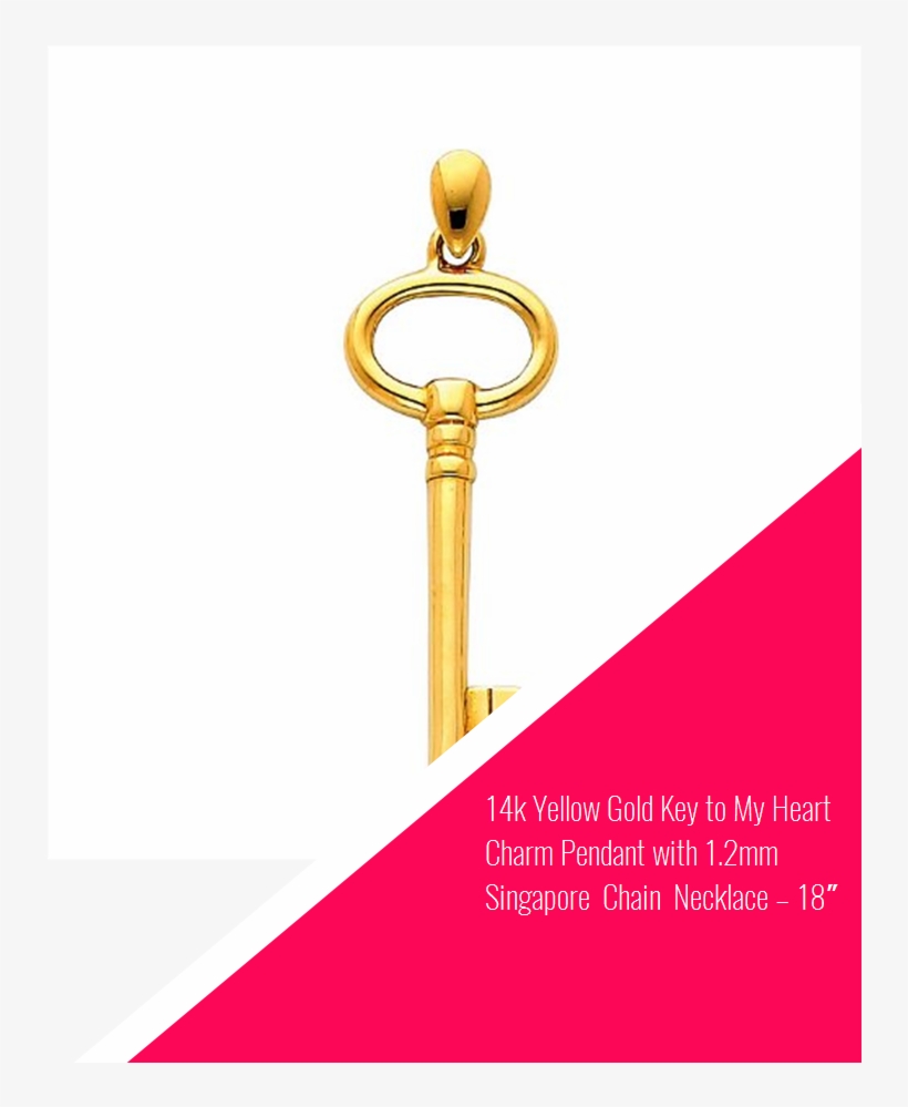 14k Yellow Gold Key To My Heart Charm Pendant With - Illustration, transparent png download