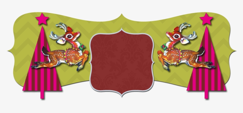 Retro Yuletide Pattern Banner - Rotes Nasen-ren-vintage Kunst Postkarte, transparent png download