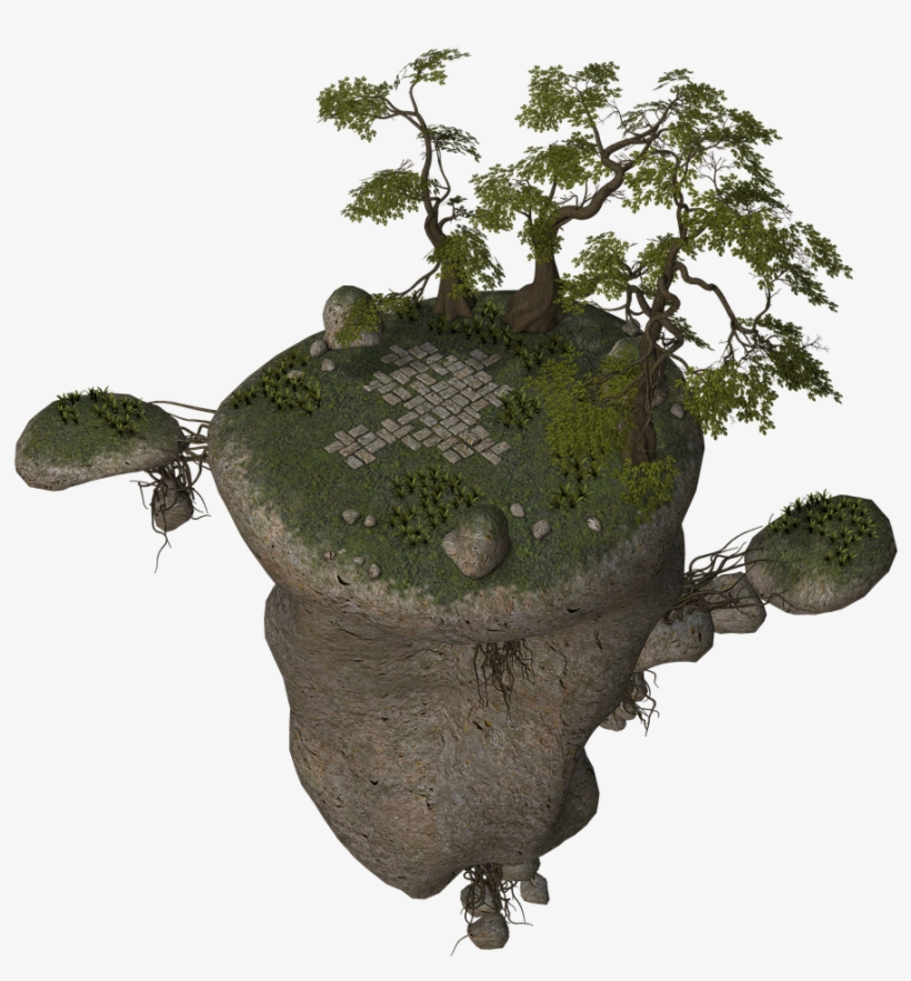 Island, Island, Flying Island, Tree, Stones - Fantasy Nature Transparent Png, transparent png download