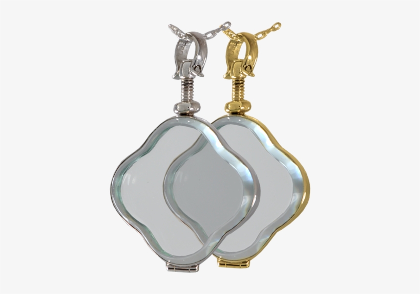 Victorian Glass Clover Locket Shown In Silver And Gold - Silver, transparent png download