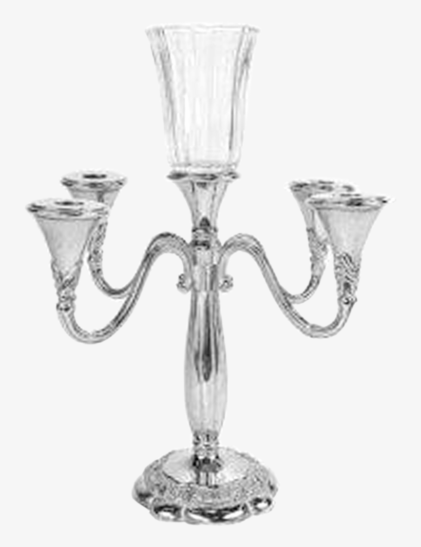 Silver 5 Branch Candelabra - Champagne Stemware, transparent png download