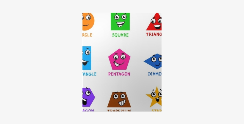 Basic Geometric Shapes With Cartoon Faces Poster • - Figuras Geometricas Con Cara, transparent png download